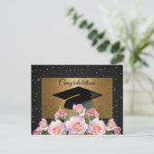 Elegant,Luxus,Gold-Glitzer,Rose,Graduierungspapier Postkarte (Stehend Vorderseite)