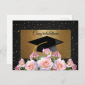 Elegant,Luxus,Gold-Glitzer,Rose,Graduierungspapier Postkarte (Vorne/Hinten)