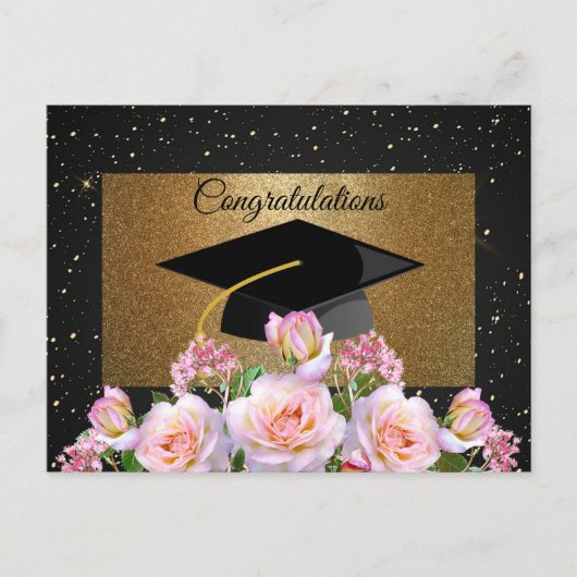 Elegant,Luxus,Gold-Glitzer,Rose,Graduierungspapier Postkarte (Vorderseite)