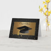Elegant, Luxus, Gold-Glitzer, Sterne, Graduiertenk Karte (Gelbe Blume)