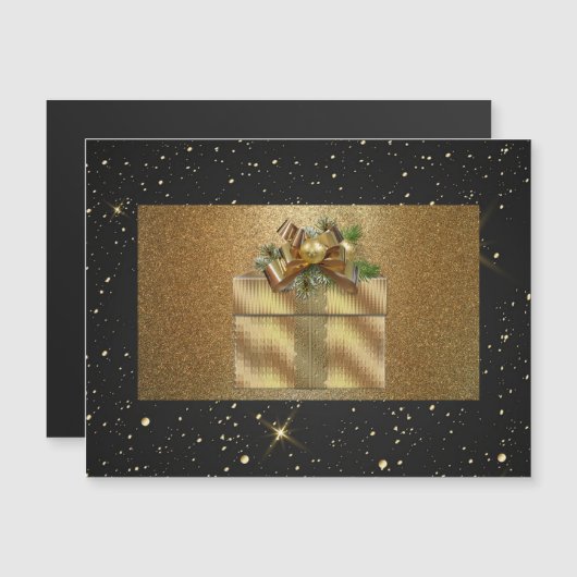 Elegant,Luxus,Gold Glitzer,Weihnachtsschachtel Magnetkarte (Vorne/Hinten)