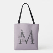 Elegant M Boho Floral Monogram Initial Lilac Gray Tasche (Rückseite)