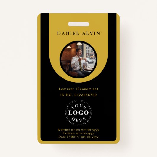 Elegant M Gold Black Work Office Identification ID Ausweis (Vorderseite)