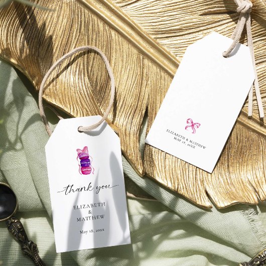 Elegant Macaron Pink Bow Coquette Wedding Geschenkanhänger