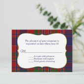 Elegant MacDonald Tartan Karierte RSVP-Karte RSVP Karte (Stehend Vorderseite)