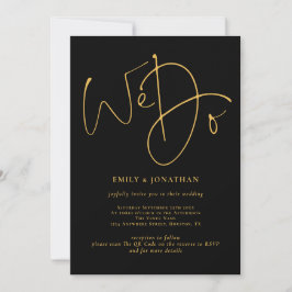 Elegant machen wir Golden Script QR Code Black Wed Einladung