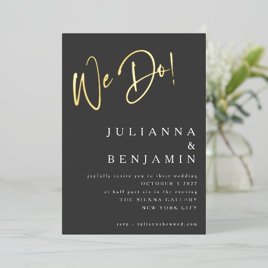Elegant machen wir in einem Schwarzen Gold Folieneinladung (Stehend vorne)