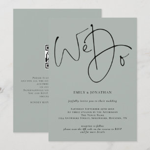 Elegant machen wir Light Sage QR Code Hochzeit Einladung