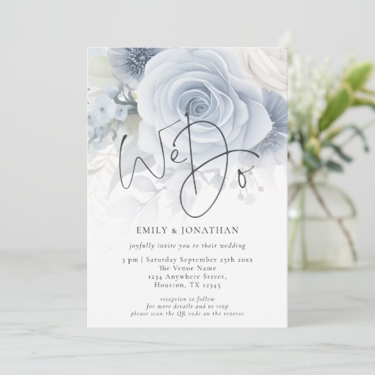 Elegant machen wir überlagern QR Code Foto Hochzei Einladung (Stehend Vorderseite)