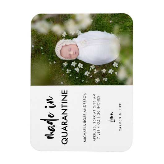 Elegant Made in Quarantine Vertical Newborn Baby Magnet (Vertikal)
