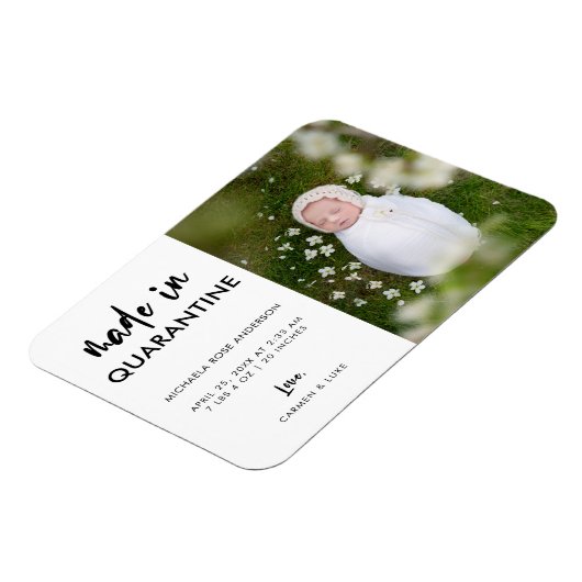 Elegant Made in Quarantine Vertical Newborn Baby Magnet (Linke Seite)