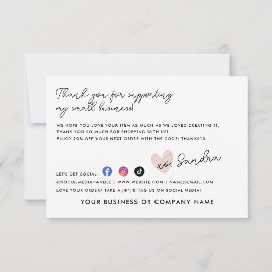 Elegant Made My Day Heart Business Order Packing Dankeskarte (Rückseite)