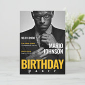 Elegant Magazine Cover Foto Geburtstag Einladung (Stehend Vorderseite)