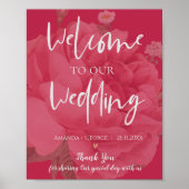 Elegant Magenta florale Willkommen bei unserer Hoc Poster (Vorne)