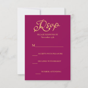 Elegant Magenta Gold Hindu Mandala Indian Wedding RSVP Karte