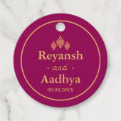 Elegant Magenta Gold Indian Wedding Danke Geschenkanhänger (Vorderseite)