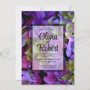 Elegant Magenta Lila Hydrangea Blume Hochzeit Einladung