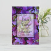 Elegant Magenta Lila Hydrangea Blume Hochzeit Einladung (Stehend Vorderseite)