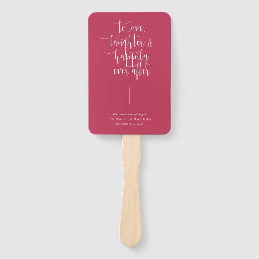 Elegant Magenta Minimalistisch Script Wedding Prog Fächer (Vorderseite)