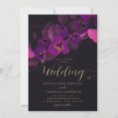 Elegant Magenta Moody Lila Orchid Floral Wedding Einladung (Vorderseite)