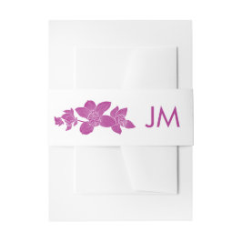 Elegant Magenta Orchids Monogram Floral Wedding Einladungsbanderole