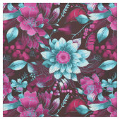 Elegant Magenta & Pale Blue Boho Chic Floral Stoff (Nahaufnahme)