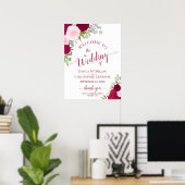 Elegant Magenta & Pink Boho Rose Hochzeit Willkomm Poster (Heimbüro)