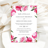 Elegant Magenta Pink Peony Wedding Einladung