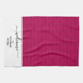 Elegant Magenta Pink Personalisiert WELCOME Geschirrtuch (Horizontal)