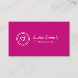 Elegant Magenta Pink Script Beruflich Monogram Visitenkarte