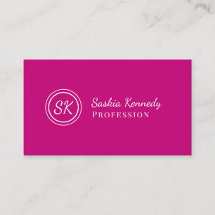 Elegant Magenta Pink Script Beruflich Monogram Visitenkarte