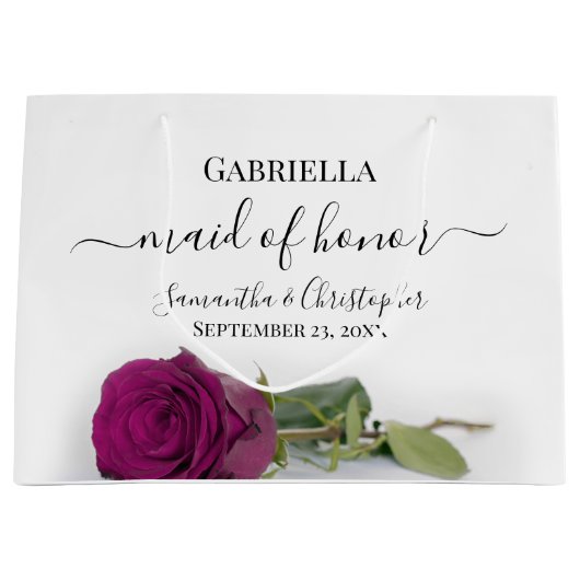 Elegant Magenta Plum Rose Trauzeugin Hochzeit Große Geschenktüte (Vorderseite)