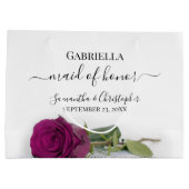 Elegant Magenta Plum Rose Trauzeugin Hochzeit Große Geschenktüte (Rückseite)