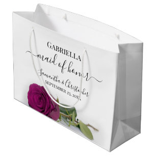 Elegant Magenta Plum Rose Trauzeugin Hochzeit Große Geschenktüte