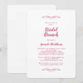 Elegant Magenta Red Calligraphy Bridal Brunch Einladung (Vorne/Hinten)