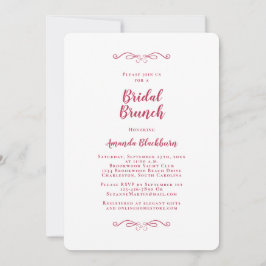 Elegant Magenta Red Calligraphy Bridal Brunch Einladung