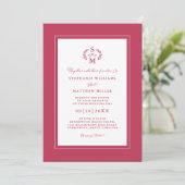 Elegant Magenta Red Initials Calligraphy Wedding Einladung (Stehend Vorderseite)