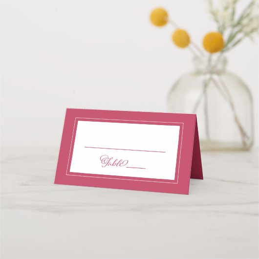 Elegant Magenta Red Wedding Guest Tischnummer Platzkarte (Vorderseite)