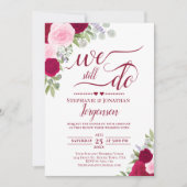 Elegant Magenta rosa Rosen wir noch machen Vow Ern Einladung (Vorderseite)