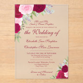 Elegant Magenta & Rosa Roses Feierliche Hochzeit Acryleinladungen (Vorderseite)