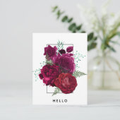 Elegant Magenta Rose Floral Bouquet Postkarte (Stehend Vorderseite)