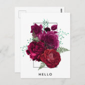 Elegant Magenta Rose Floral Bouquet Postkarte (Vorne/Hinten)