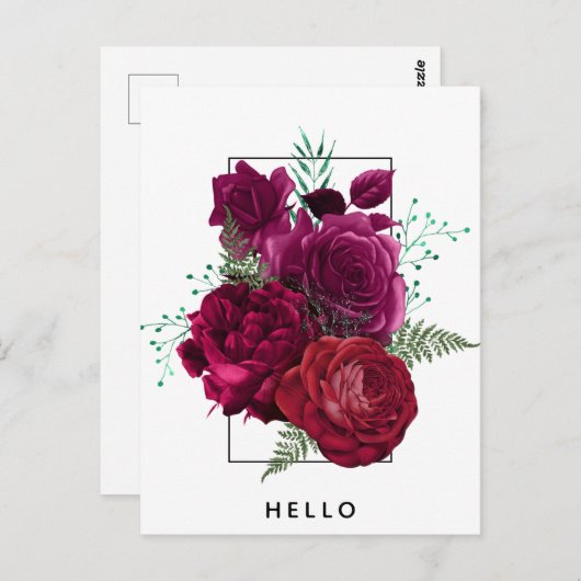 Elegant Magenta Rose Floral Bouquet Postkarte (Vorne/Hinten)