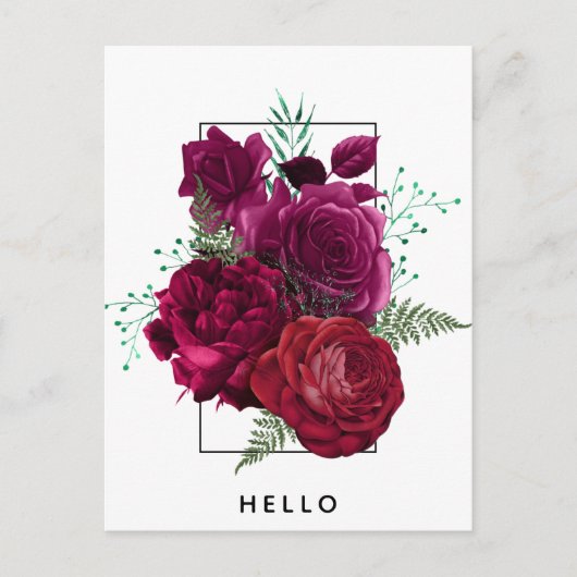 Elegant Magenta Rose Floral Bouquet Postkarte (Vorderseite)