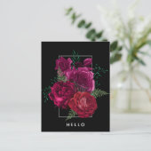 Elegant Magenta Rose Floral Bouquet Postkarte (Stehend Vorderseite)