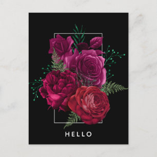 Elegant Magenta Rose Floral Bouquet Postkarte
