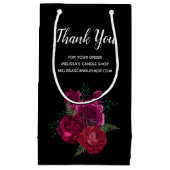 Elegant Magenta Rose Floral Bouquet Vielen Dank Kleine Geschenktüte (Vorderseite)