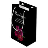 Elegant Magenta Rose Floral Bouquet Vielen Dank Kleine Geschenktüte (Rückseite Schrägansicht)