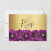 Elegant Magenta Rose Floral Gold Bat Mitzvah RSVP Karte (Rückseite)