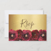 Elegant  Magenta Rose Floral Gold Bat Mitzvah RSVP Karte (Rückseite)